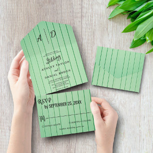 Invitation Tout En Un Fancy chic vert rustique All in One Wedding Invite