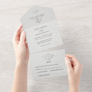 Invitation Tout En Un Faux relief floral mariage tout en un Invi