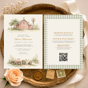 Invitation Tout en Un Ferme Animaux de la Cour de Ferme Baby