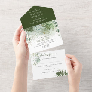 Invitation Tout En Un Ferns Succulents Mariage de verdure