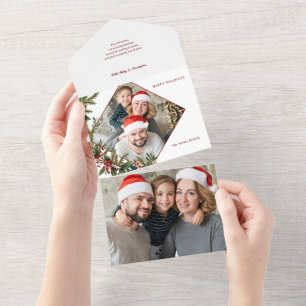 Invitation Tout En Un Festif Colorful Christmas Floral Photo