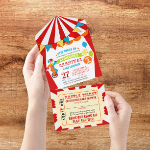 Invitation Tout En Un Festival du Carnaval de cirque Baby shower