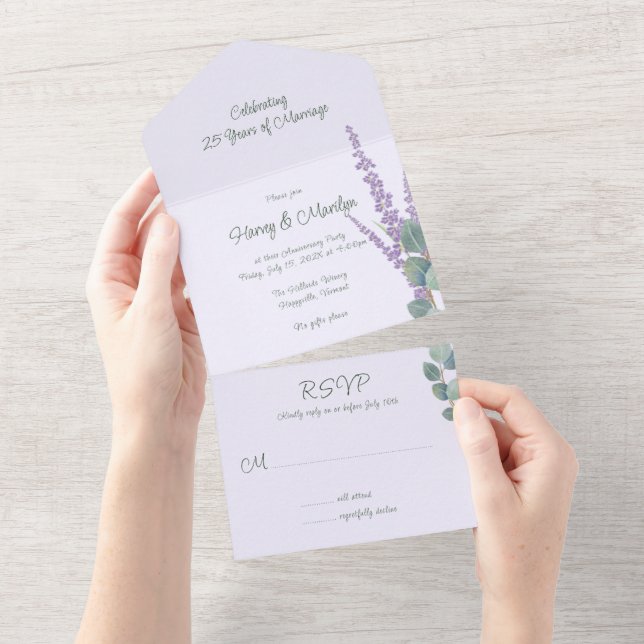 Invitation Tout En Un Fête de l'Eucalyptus de la lavande (Déchirure)