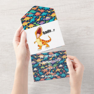 Invitation Tout En Un fête des dinosaures