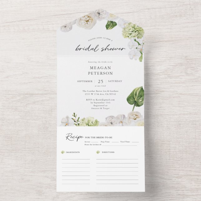 Invitation Tout En Un Fête des mariées de verdure estivale (À l'intérieur)