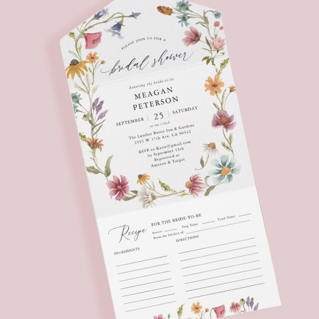 Invitation Tout En Un Fête des mariées Fleur sauvage de jardin fleuri (Créateur téléchargé)