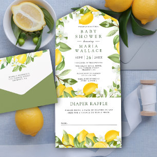 Invitation Tout En Un Fête Prénatale au Verger de Citron Rustique