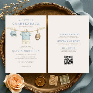 Invitation Tout-en-un Fête Prénatale de Football pour Bébé Qu