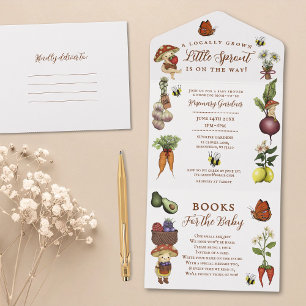 Invitation Tout En Un Fête prénatale pour bébé d'été Little Sprout de pr