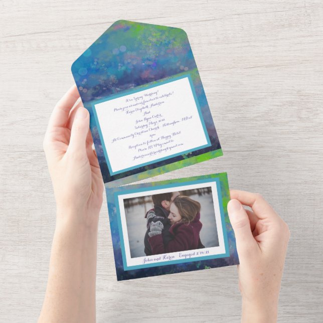 Invitation Tout En Un Fêter l'amour Abstrait impressionniste aquarelle (Déchirure)