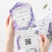 Feuillage de lavande Dusty Mariage de code QR mode