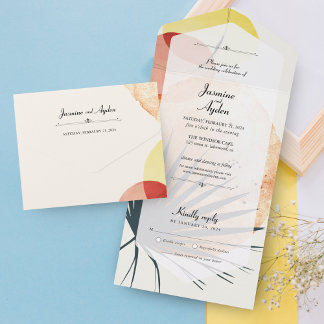 Invitation Tout En Un Feuille de palme Abstraite