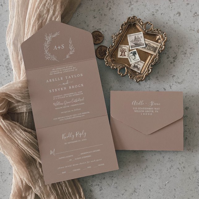 Invitation Tout En Un Feuille minimale | Mariage neutre (Créateur téléchargé)