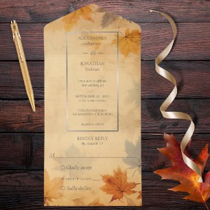 Invitation Tout En Un Feuilles d'automne en chute russe