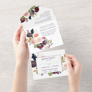 Invitation Tout En Un Figues florissantes   Fruits Rustiques Fleurs choi