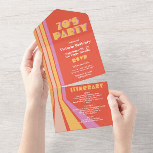 Invitation Tout En Un Fin de semaine de 70' Party Retro Hippie Mod