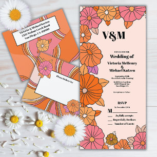 Invitation Tout En Un Fleur de pouvoir Hippie Mariage des années 60
