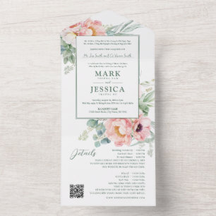 Invitation Tout En Un Fleur rose vietnamienne bilingue