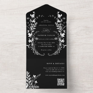Invitation Tout En Un Fleur sauvage blanc Silhouette Mariage de couronne
