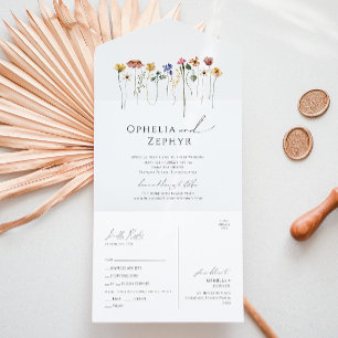 Invitation Tout En Un Fleur sauvage coloré   Sceau Décontracté Et Envoi