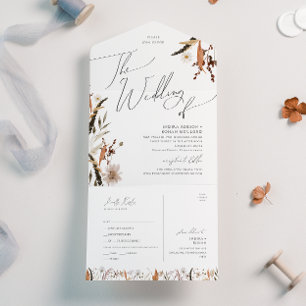 Invitation Tout En Un Fleur sauvage d'automne Boho   Mariage du sceau et