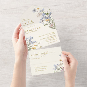 Invitation Tout En Un Fleur sauvage de printemps coloré Meadow Gold Mari