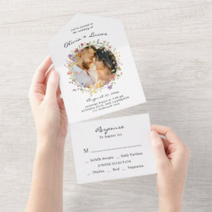 Invitation Tout En Un Fleur sauvage Garden Mariage de couronne