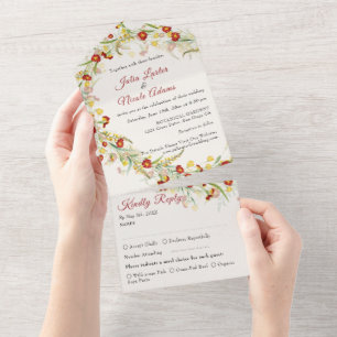 Invitation Tout En Un Fleur sauvage Jaune Marigold Mariage de feuillage