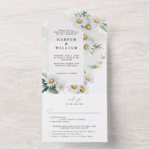 Invitation Tout En Un fleur sauvage marguerite rsvp mariage attaché