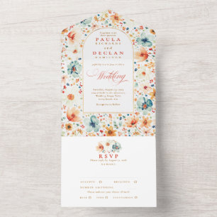 Invitation Tout En Un Fleur sauvage Meadow Garden Floral Arch Mariage