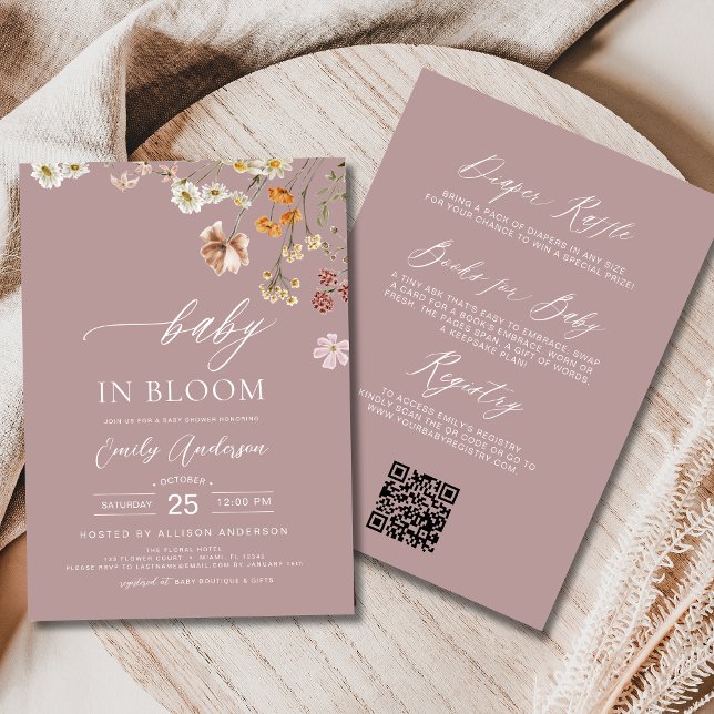 Invitation Tout en un Fleur sauvage rose bébé en fleurs douch (Créateur téléchargé)