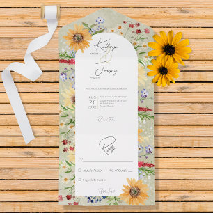 Invitation Tout En Un Fleur sauvage Russe Été Tournesol Sage Pas de dîne
