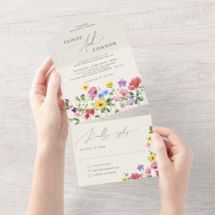 Invitation Tout En Un Fleur sauvage Rustic Chic Floral Mariage campagnar