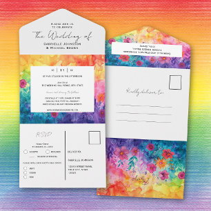 Invitation Tout En Un Fleurs de Prairie Dégradé Aquarelle Lumineux Maria