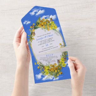 Invitation Tout En Un Fleurs de tasse à beurre de printemps