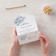 fleurs et feuilles aquarelles bleu poussiéreux rus