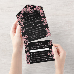 Invitation Tout En Un Fleurs japonaises en fleurs de cerisier rustique S