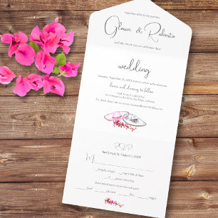 Invitation Tout En Un Fleurs roses vintage mariage romantique mexicain