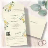 Floral jaune | Code QR Mariage RSVP