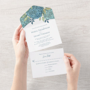 Invitation Tout En Un Flore Vert Blue Hydrangea Fleur Foliage