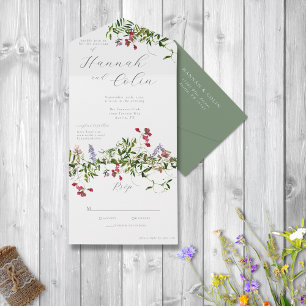 Invitation Tout En Un Flores et verdure sauvages