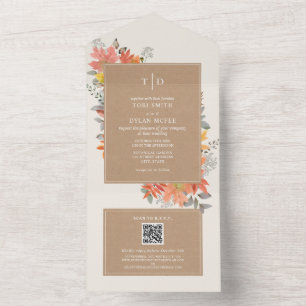 Invitation Tout En Un Foliage Automne Feuilles Mariage Automne RSVP