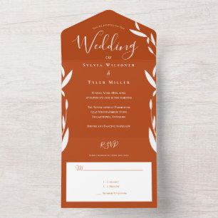 Invitation Tout En Un Foliage Burnt Orange Blanc Mariage