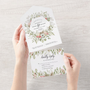 Invitation Tout En Un Foliage forestier hiver tout en un mariage Inviter