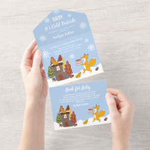 Invitation Tout En Un Fox Winter Baby shower Il fait froid dehors