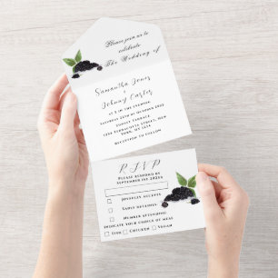 Invitation Tout En Un Fruits de Blackberry Élégant Mariage rustique