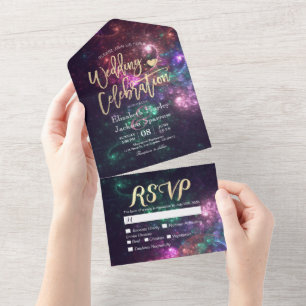 Invitation Tout En Un Galaxy Nebula Constellations Mariage magnifique RS