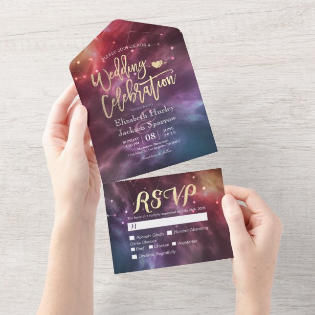 Invitation Tout En Un Galaxy Nebula Constellations Mariage magnifique RS (Déchirure)