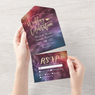 Invitation Tout En Un Galaxy Nebula Constellations Mariage magnifique RS