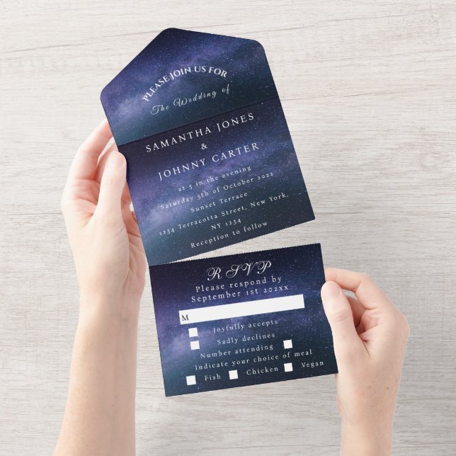 Invitation Tout En Un Galaxy Starry Night Sky Universe Mariage Nebula (Déchirure)